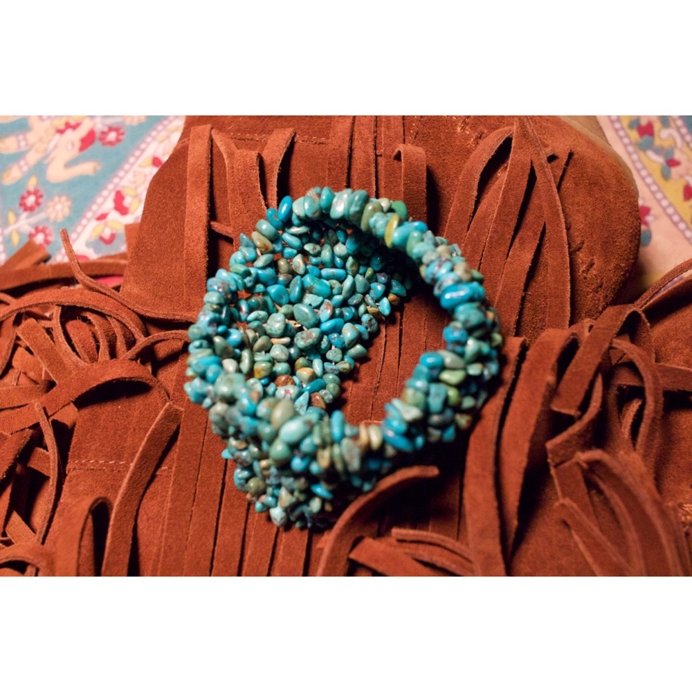 Wide GENUINE TURQUOISE Nuggets - stretch bracelet!